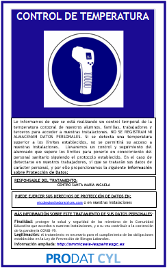 alarma Currículum refugiados Protección datos de temperatura corporal – CEIPS Santa Maria Micaela Las  Palmas